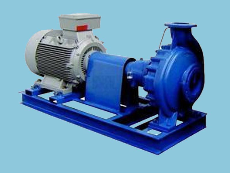 End-suction centrifugal pump coupled to an electric motor on a common base frame